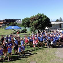 Walkers and runners celebrating together